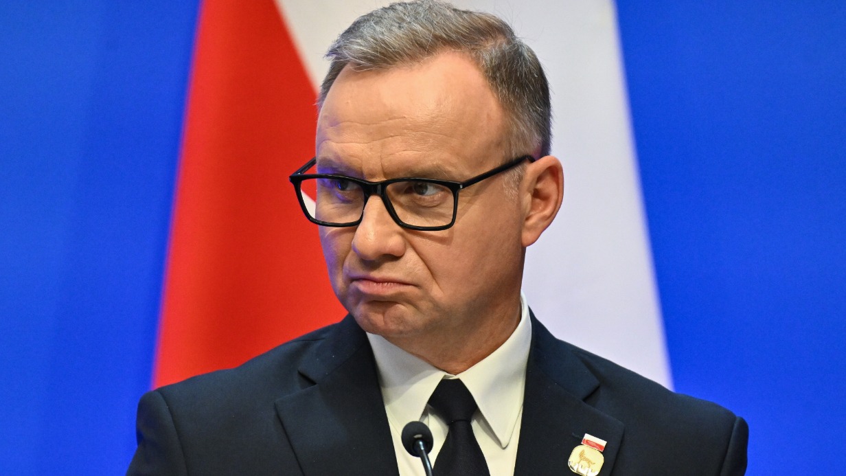 Президент Польши Анджей Дуда на пресс-конференции в рамках саммита «Бухарестской девятки» в Вильнюсе