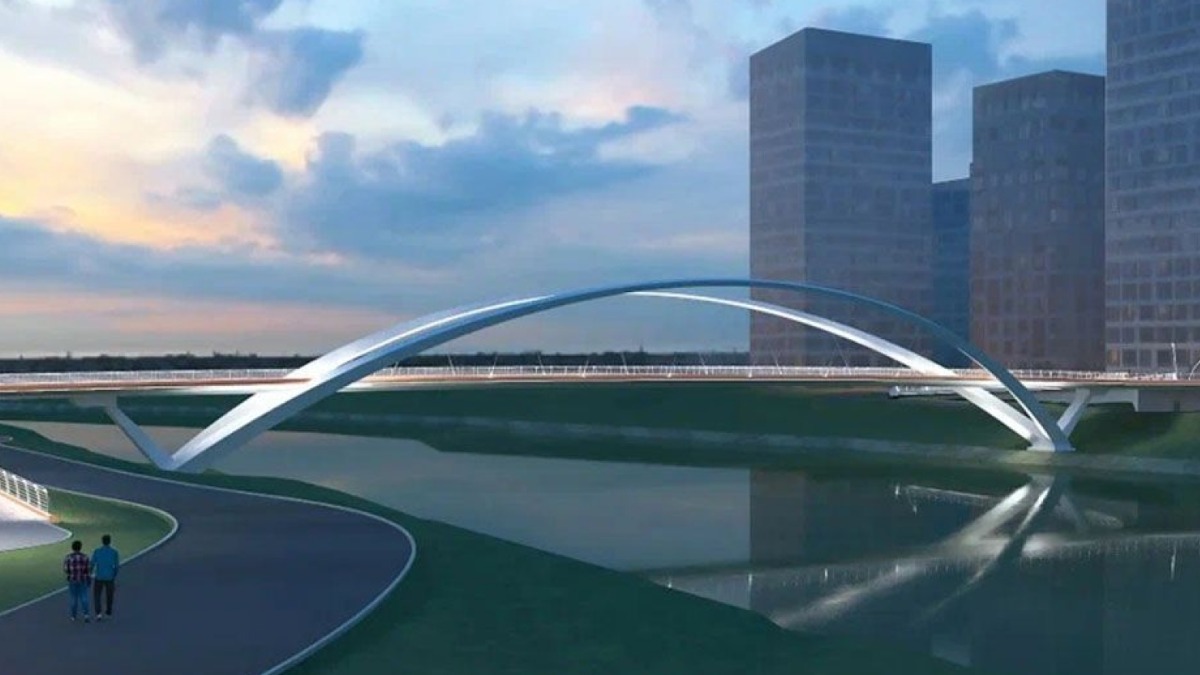 Пешеходный мост через Москву-реку между Мневниковской поймой и Крылатским