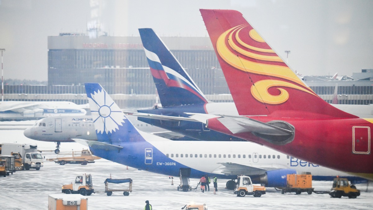 Обстановка на территории аэропорта Шереметьево после снегопада