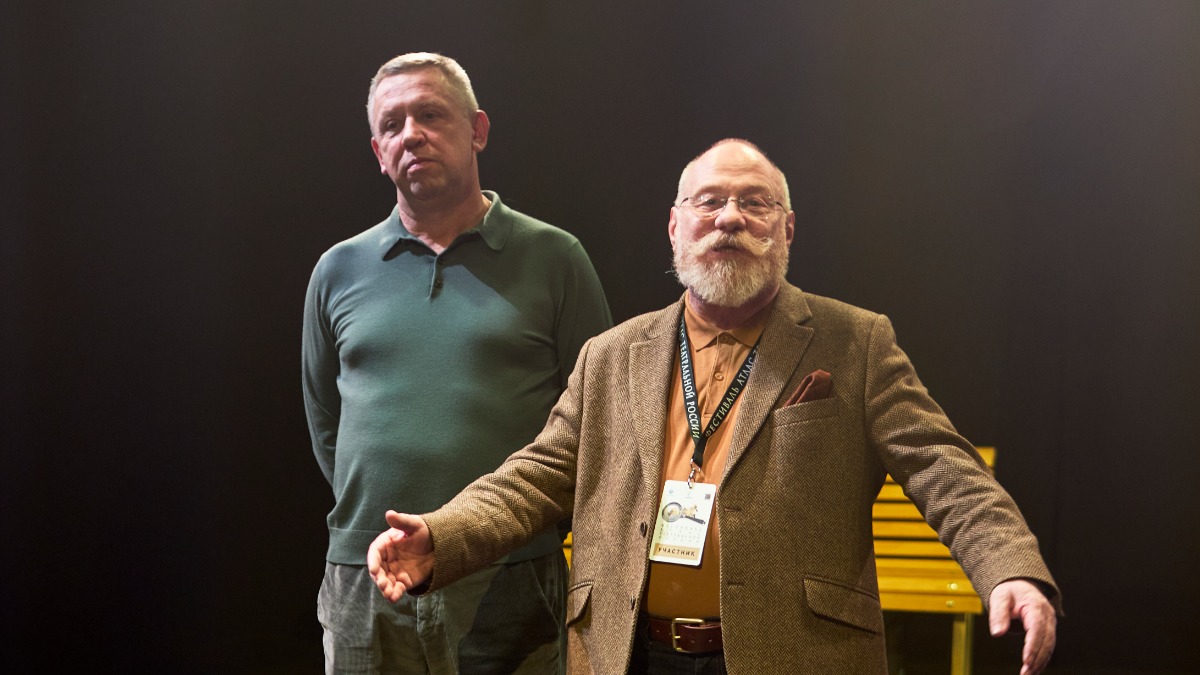 Директор театра «Мастерская «12» Никиты Михалкова» Игорь Попов и директор «Neбольшого театра», заслуженный артист РФ Эдуард Терехов