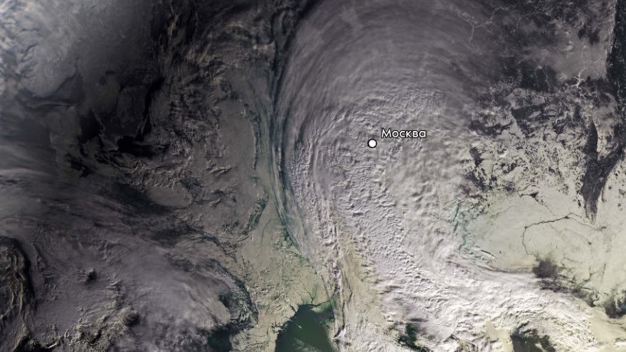 Роскосмос показал кадры циклона «Валли» над Москвой