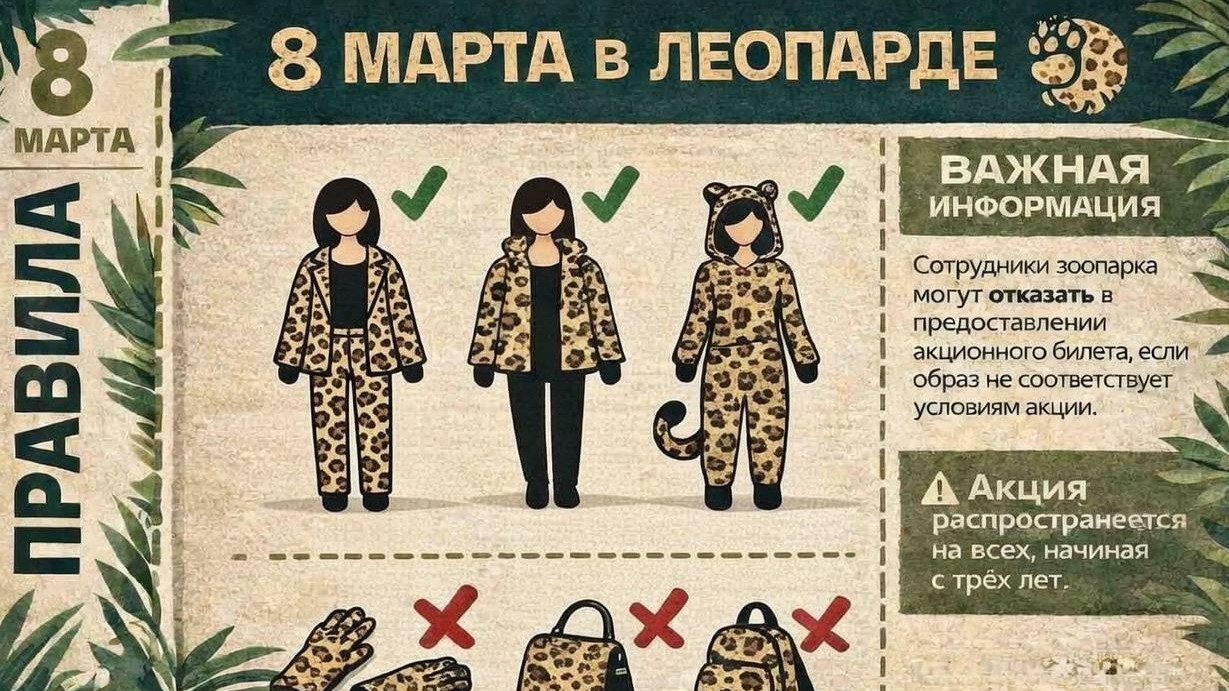 Женщины в «леопардовой» одежде смогут посетить Московский зоопарк за полцены