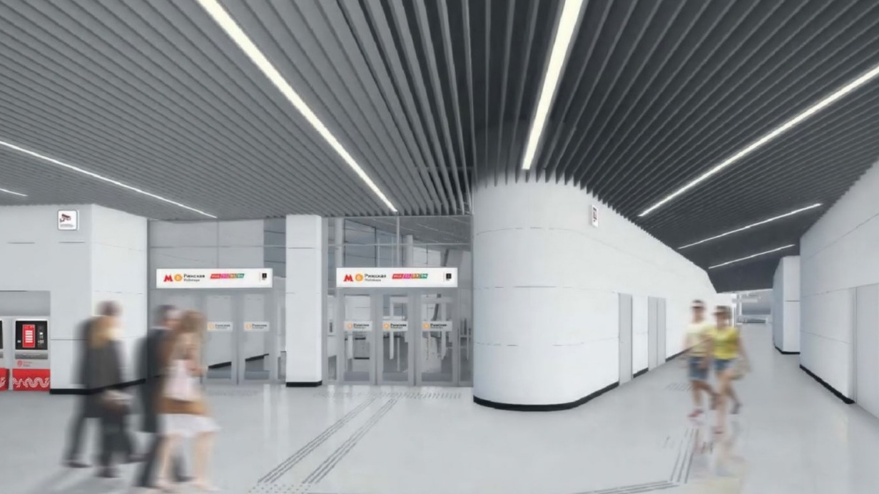 По проекту, второй вестибюль станции «Рижская» Большой кольцевой линии будет в оттенках белого цвета