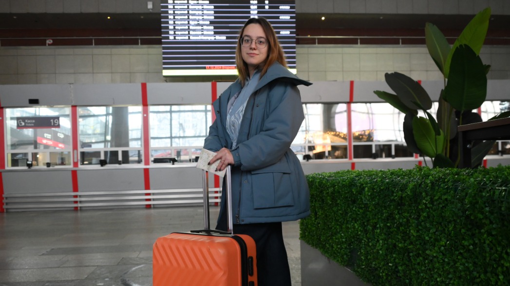 Студентка Анна Осипова на Курском вокзале