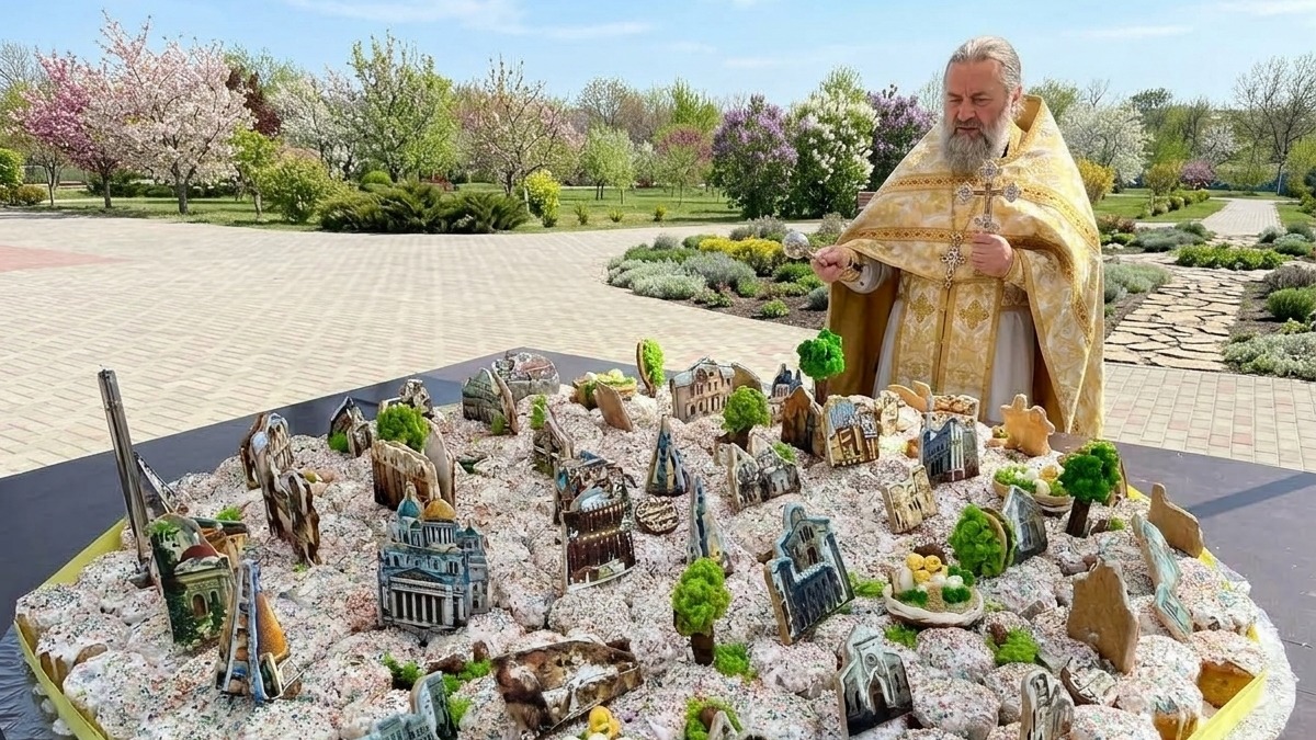 Огромный кулич весом 600 килограммов испекли и освятили в Крыму
