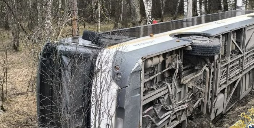Автобус вылетел в кювет на трассе в Подмосковье