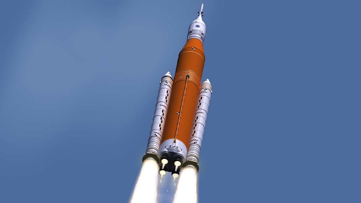 Так выглядит ракета SLS Block 1. Абсолютно нетехнологичная, собранная из деталей ракетной техники, оставшейся на складах после закрытия программы Space Shuttle. Для миссии «Артемида» можно было бы использовать ракеты Илона Маска, но они требуют долгой доводки