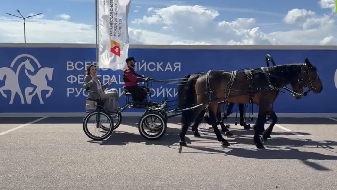 Генеральный директор МИА «Россия сегодня» проехал на ПМЭФ на русской тройке 