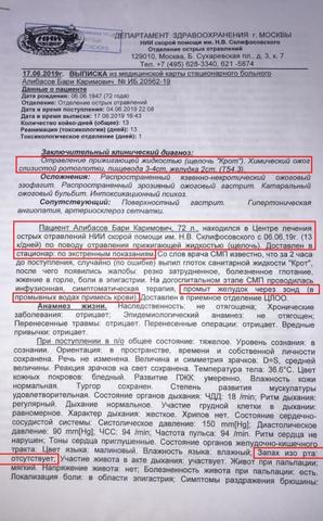 Документ, в котором описаны травмы Алибасова