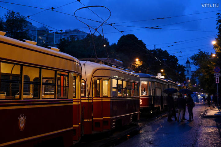 Ночная репетиция парада трамваев / Фото: Николай Каиров, «Вечерняя Москва»