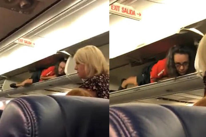 Стюардесса удивила пассажиров, спрятавшись в багажном отделении перед вылетом