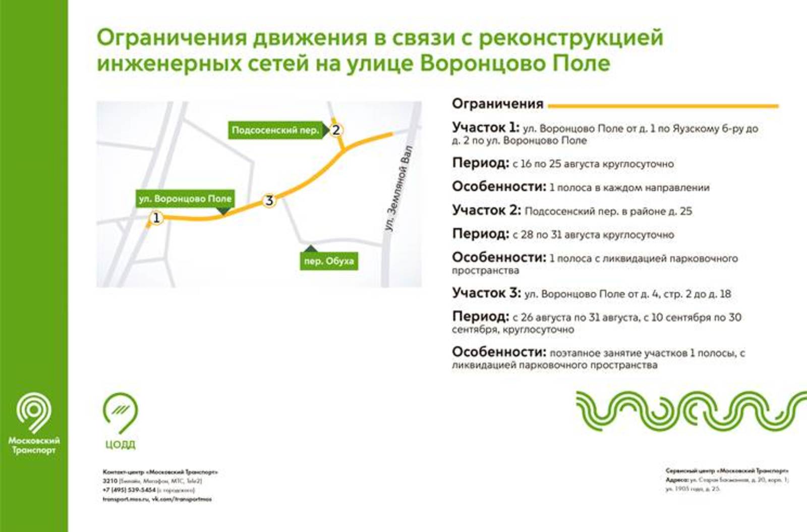 Движение транспорта ограничат на улице Воронцово Поле